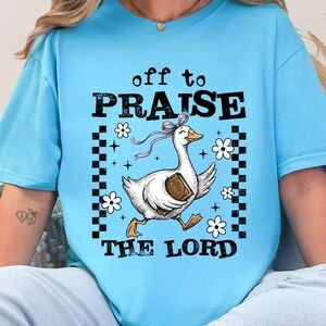 Blue Graphic Tee with Goose Print